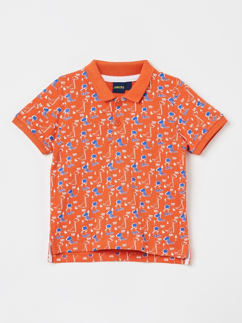 

Juniors by Lifestyle Boys Orange Printed Polo Collar T-shirt