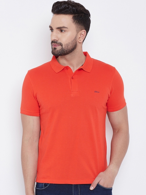 

Okane Men Orange Solid Polo Collar T-shirt