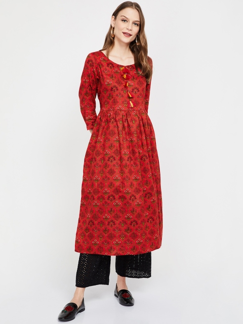 

Melange by Lifestyle Women Red & Green Printed A-Line Kurta