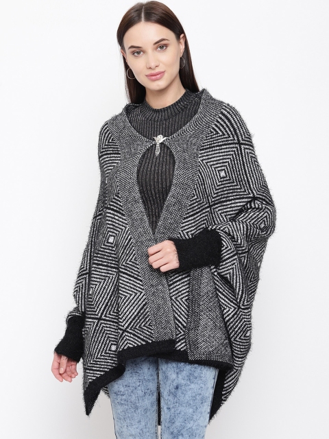 

HK colours of fashion Women Black Self Design Sweater