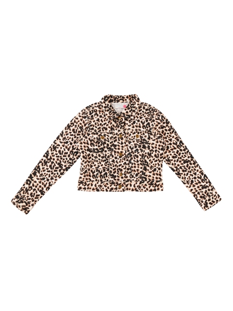 

Pantaloons Junior Girls Beige & Black Animal Printed Jacket