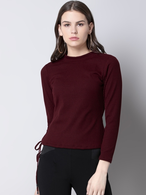 

FabAlley Women Maroon Solid Top