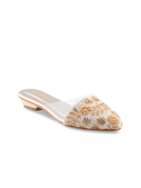 

Signature Sole Women Beige & Cream-Coloured Embellished Mules