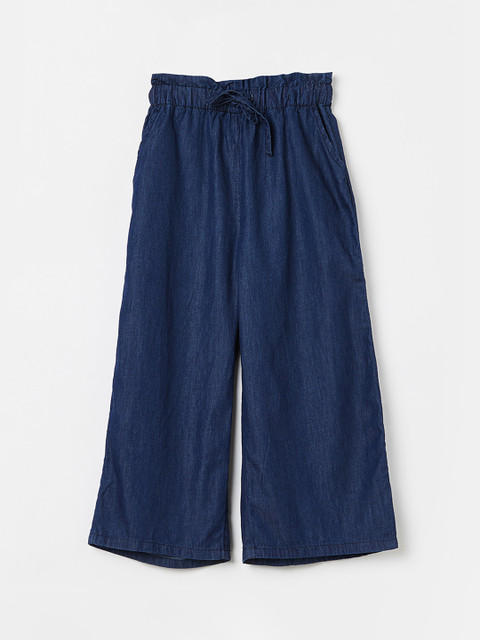 

Fame Forever by Lifestyle Girls Navy Blue Flared Solid Denim Parallel Trousers