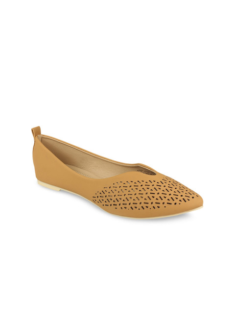 

Flat n Heels Women Tan Brown Textured Ballerinas