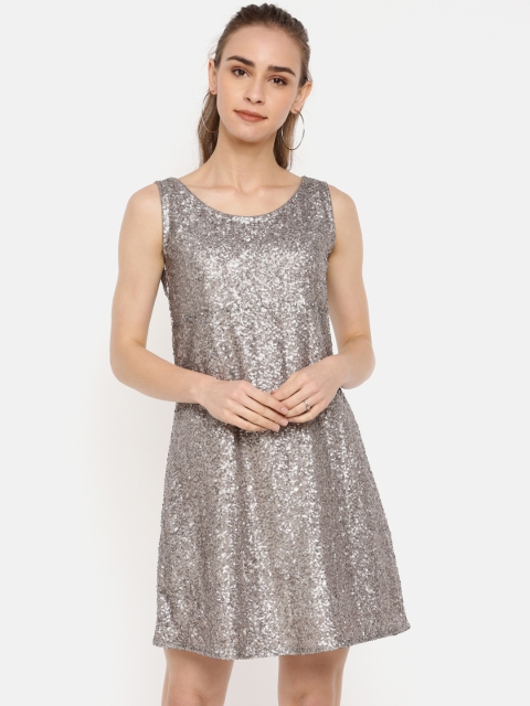 

IDK Women Silver-Toned Embellished A-Line Dress