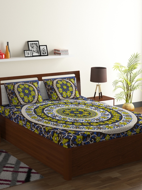 

Ispace Multicoloured Abstract 104 TC Cotton 1 Queen Bedsheet with 2 Pillow Covers, Multi