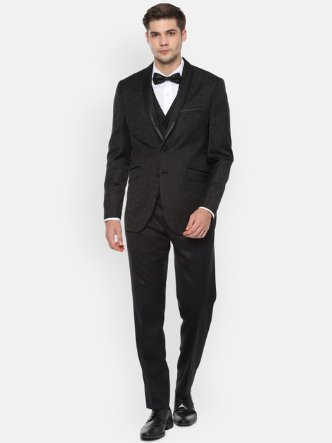 

Van Heusen Men Black Solid Slim Fit Single-Breasted Three Piece Suit