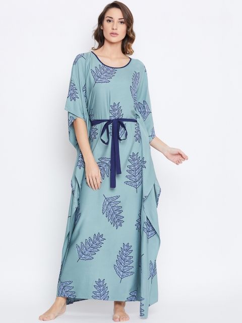 

The Kaftan Company Teal Printed Nightdress