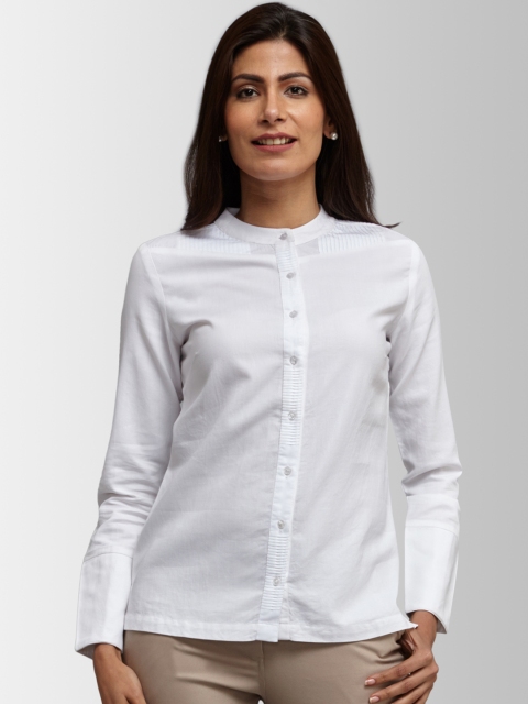 

FableStreet Women White Solid Shirt Style Top