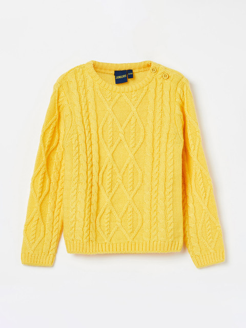 

Juniors by Lifestyle Boys Yellow Self Design Sweater