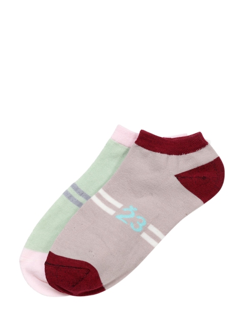 

J Style Women Pack of 2 Ankle-Length Socks, Multi