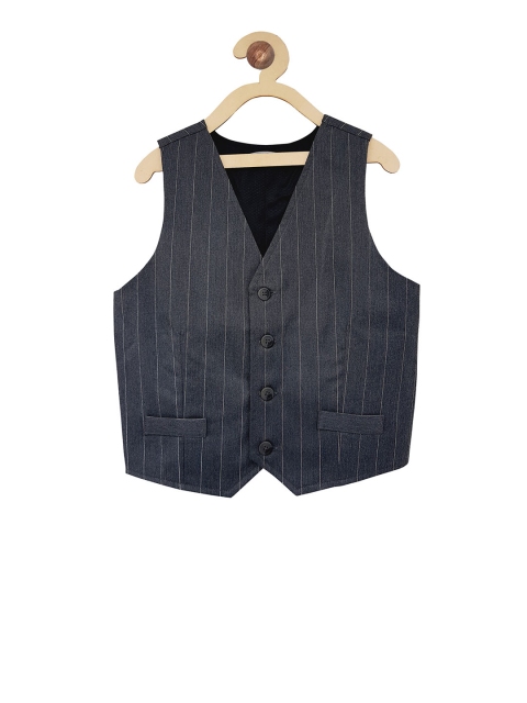 

Campana Boys Grey Striped Woven Waistcoat, Charcoal