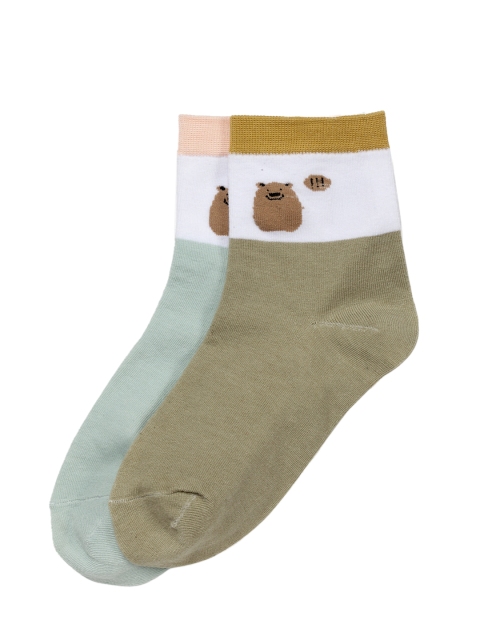 

J Style Women Pack of 2 Colourblocked Above Ankle-Length Socks, Teal