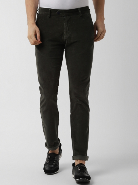

Peter England Casuals Men Green Slim Fit Solid Regular Trousers