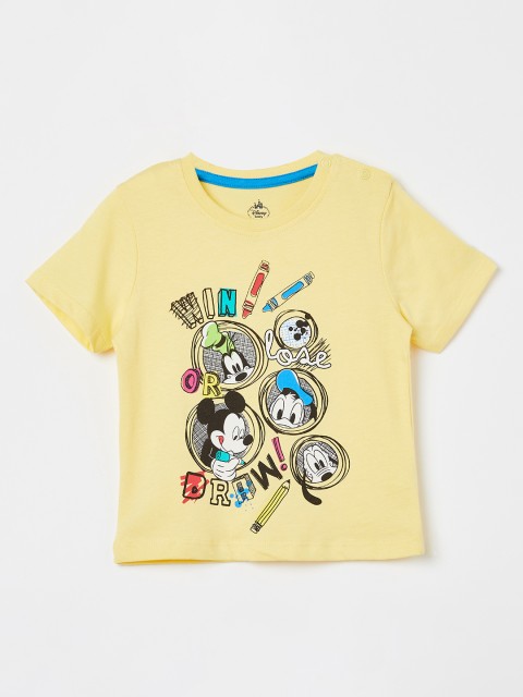 

Juniors by Lifestyle Boys Yellow & Black Printed Round Neck T-shirt