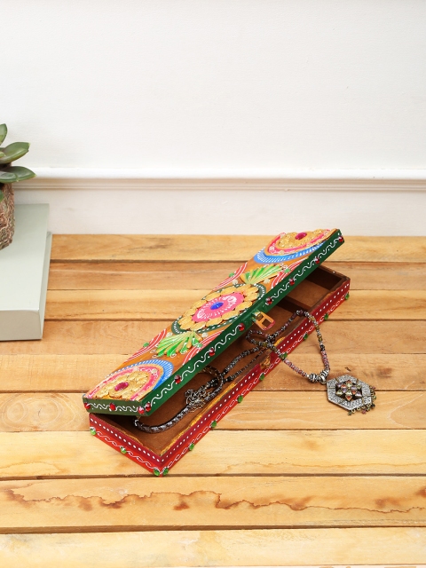

Aapno Rajasthan Multicoloured Traditonal Wooded Box With Clay Work, Multi
