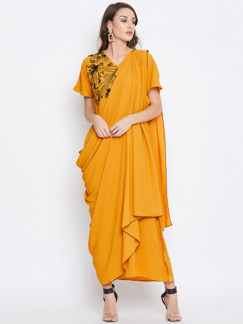 

The Kaftan Company Women Mustard Yellow Solid Maxi Dress