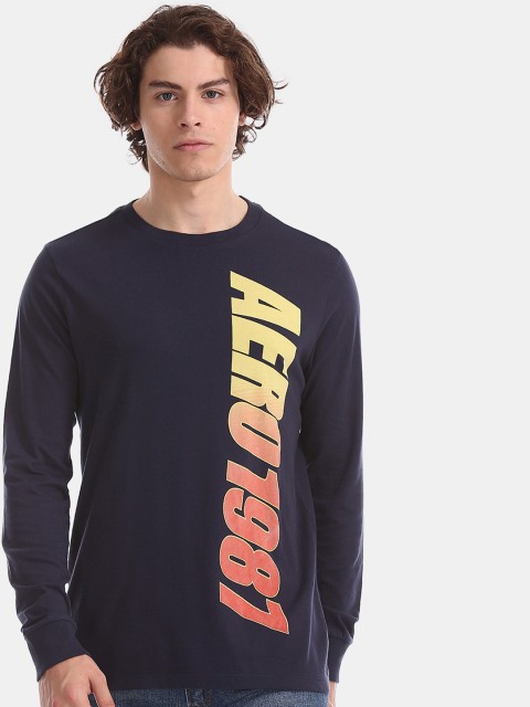 

Aeropostale Men Navy Blue Printed Round Neck T-shirt