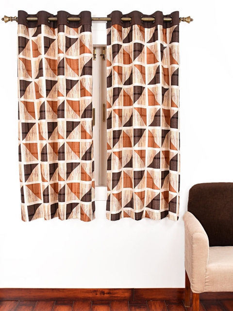

Ariana Brown & Beige Set of 2 Window Curtains