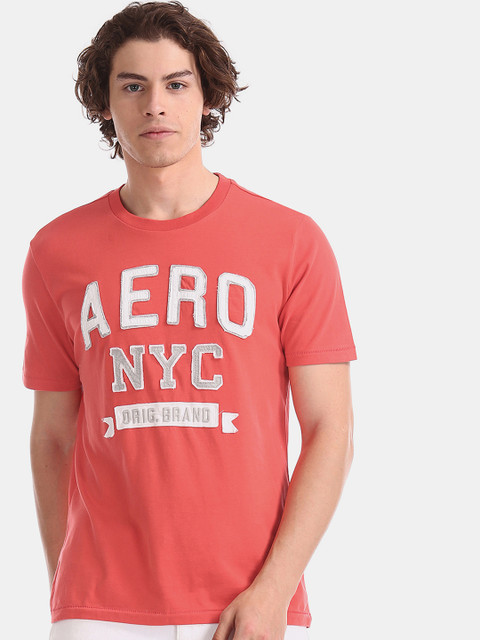 

Aeropostale Men Red Printed Round Neck T-shirt