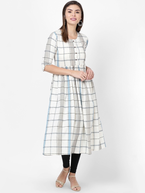 

Soch Women White Checked A-Line Kurta