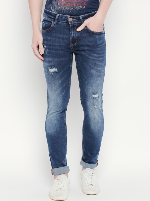 

SF JEANS by Pantaloons Men Blue Skinny Fit Low-Rise Low Distress Stretchable Jeans