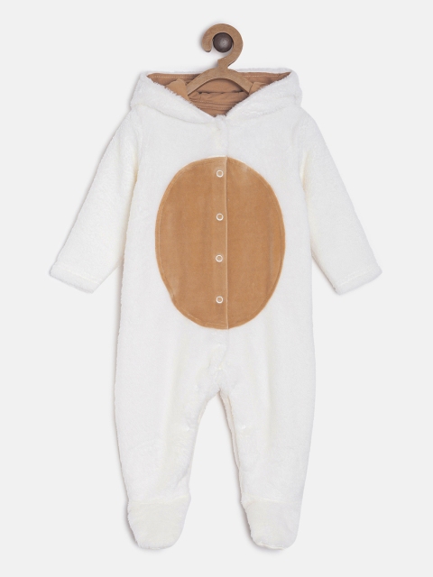 

MINI KLUB Infant Girls Off-White & Brown Colourblocked Sleepsuit