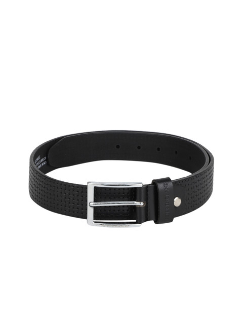 

Peter England Men Black Textured Leather Belt