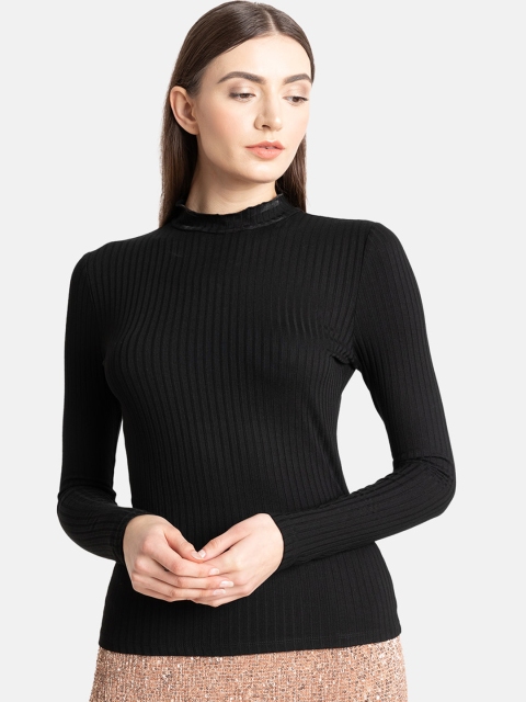 

Kazo Women Black Solid Sweatshirt