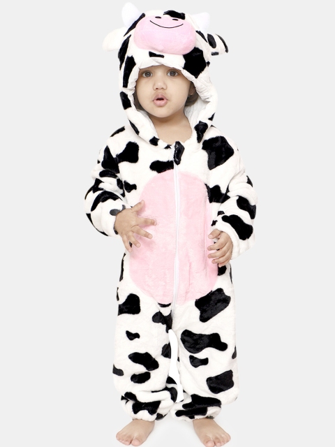 

PASSION PETALS Kids White & Black Printed Cow Jumpsuit