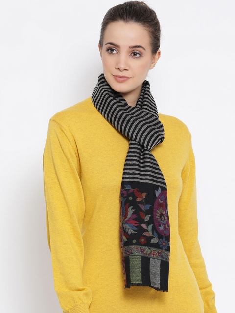 

SHINGORA Women Black & Grey Woven Design Stole