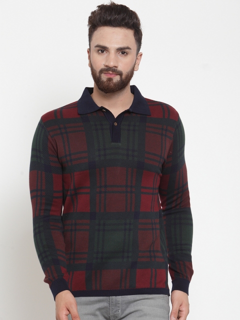 

Kalt Men Red & Black Checked Sweater