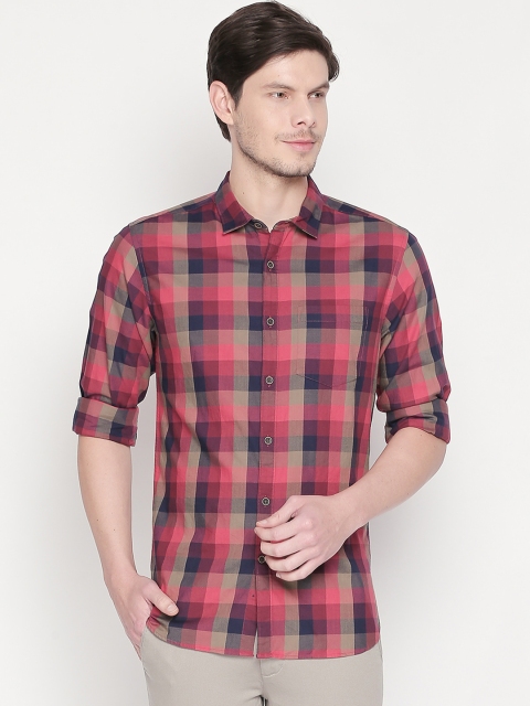 

BYFORD by Pantaloons Men Red & Navy Blue Slim Fit Checked Casual Shirt