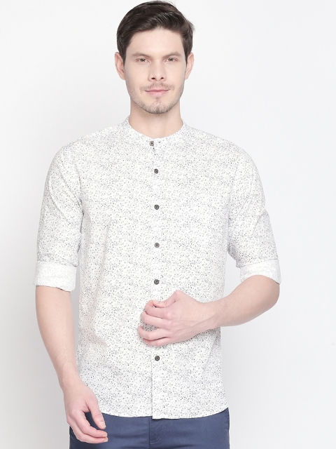 

BYFORD by Pantaloons Men White & Grey Slim Fit Printed Casual Shirt