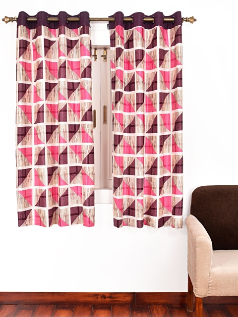 

Ariana Burgundy & Pink Set of 2 Window Curtains
