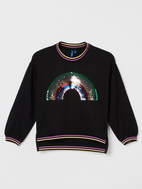 Fame Forever by Lifestyle Girls Black Printed Sweatshirt