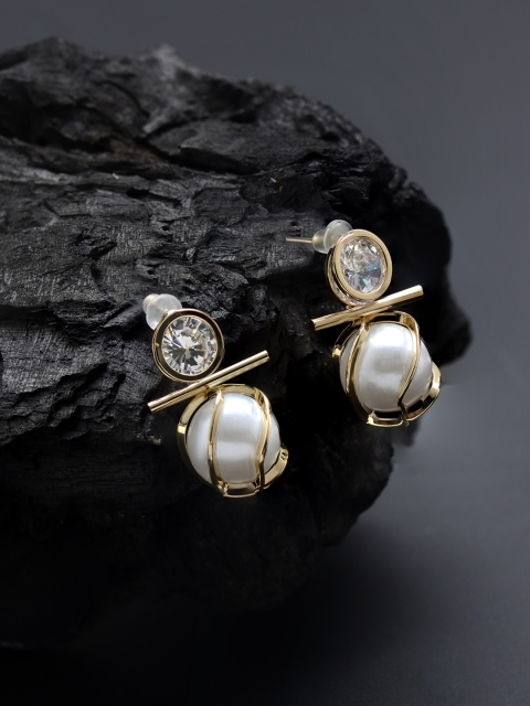 

E2O Gold-Plated Pearl Studded Circular Studs