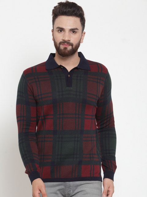 

Kalt Men Red & Black Checked Sweater
