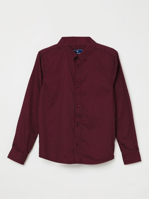 

Fame Forever by Lifestyle Boys Burgundy & White Slim Fit Printed Casual Shirt