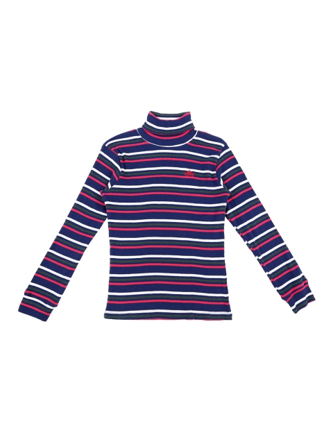 

Pantaloons Junior Girls Navy Blue & Pink Striped Top