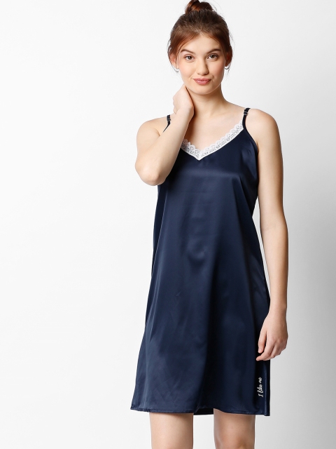 

I like me Navy Blue Solid Nightdress
