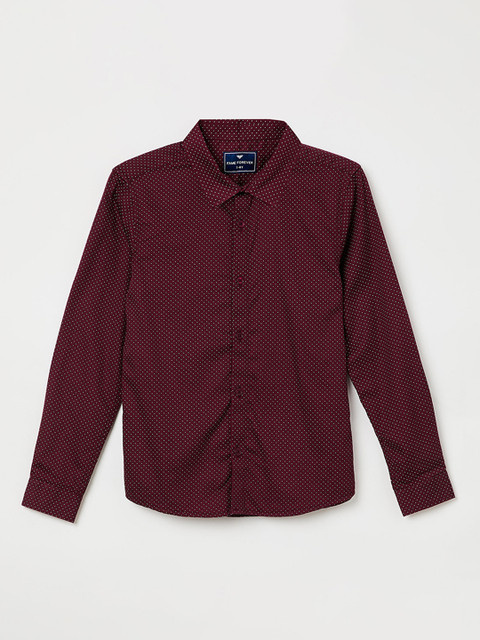 

Fame Forever by Lifestyle Boys Burgundy & White Slim Fit Printed Casual Shirt