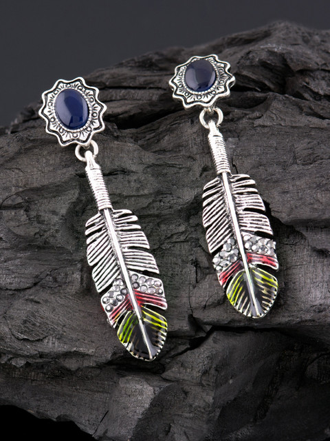 

E2O Black Feather Shaped Drop Earrings