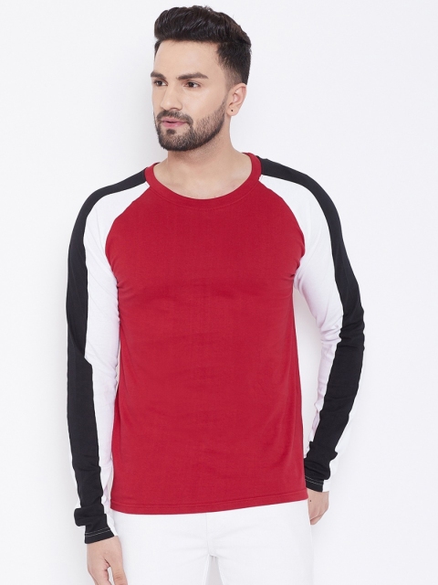 

The Dry State Men Red & White Colourblocked Round Neck T-shirt