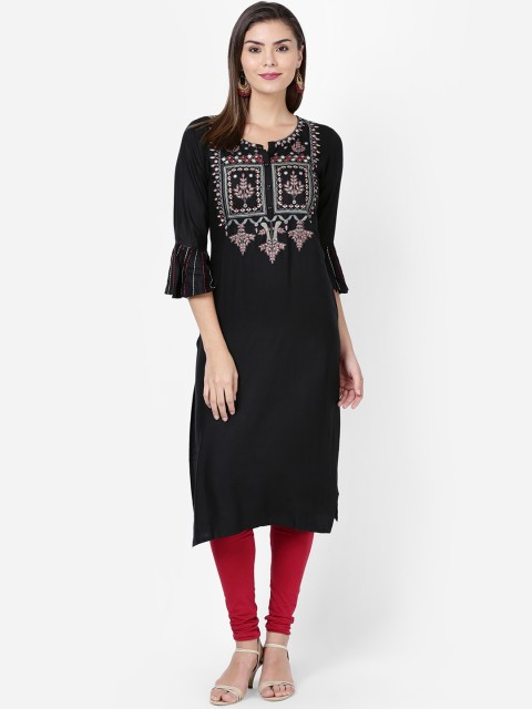 

Soch Women Black Solid Straight Kurta