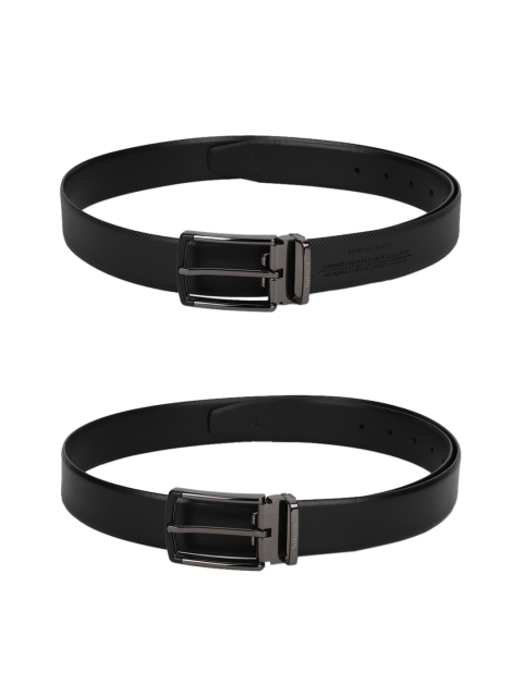 

Van Heusen Men Black Set Of 2 Textured Leather Belts