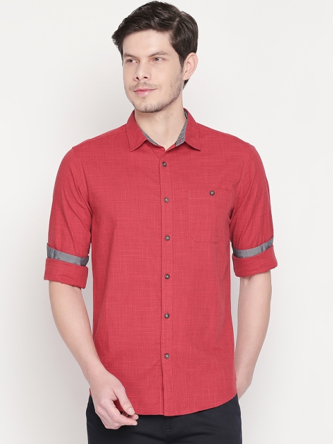 

BYFORD by Pantaloons Men Red Slim Fit Solid Casual Shirt
