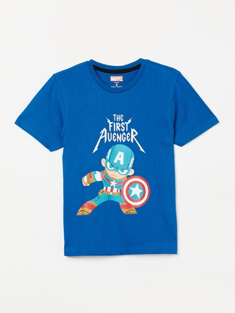 Fame Forever by Lifestyle Boys Blue Printed Round Neck T-shirt
