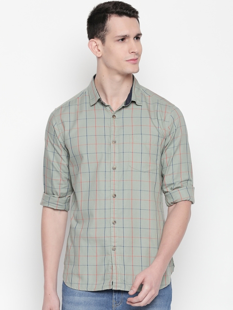 

BYFORD by Pantaloons Men Green & Red Slim Fit Checked Casual Shirt